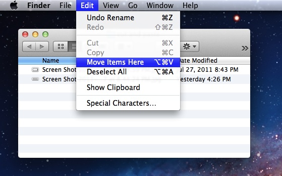 Вырезайте и вставляйте файлы и папки в Mac OS X