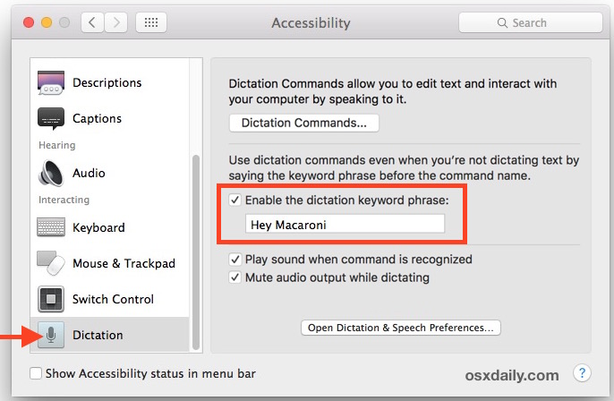 Как начать диктовку с помощью голосовой команды в Mac OS X