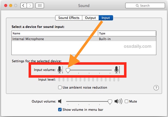 Отключите внутренний микрофон на вашем Mac