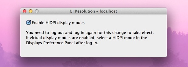 Включение режимов отображения HiDPI в Mac OS X Lion с помощью Quartz Debug