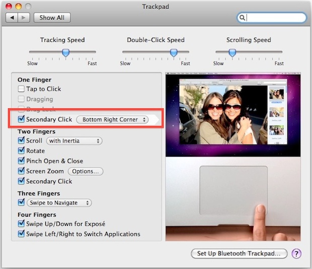 Включите «Щелчок правой кнопкой мыши» на ноутбуке Mac