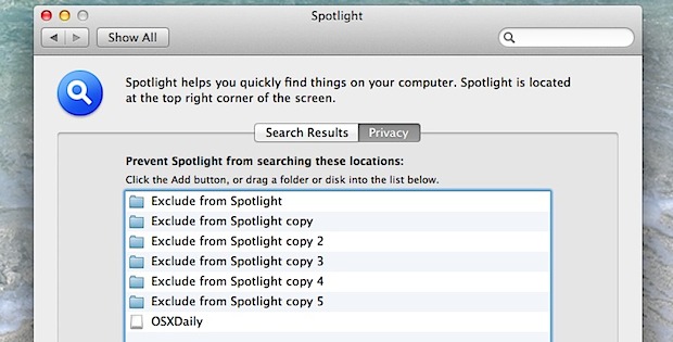 Как исключить жесткие диски и папки из индекса Spotlight в Mac OS X