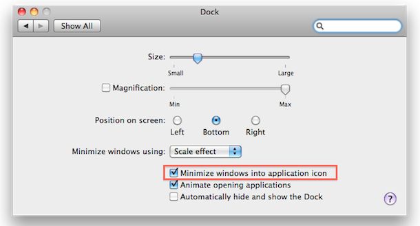Как сделать так, чтобы приложения сворачивались в иконку док-станции в Mac OS X