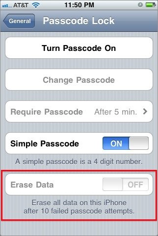 Настройте iPhone на самоуничтожение и стирание всех данных после неудачных попыток ввода пароля