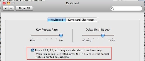 Переключение функциональных клавиш Mac на работу как стандартных функциональных клавиш