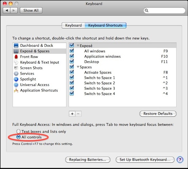 Используйте клавишу Tab для переключения между кнопками диалогового окна в Mac OS X