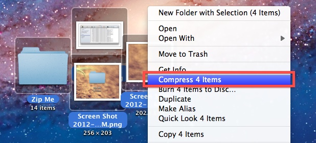 Как заархивировать файлы в Mac OS X