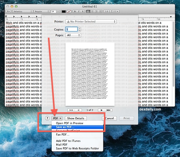 Как печатать в PDF в Mac OS X