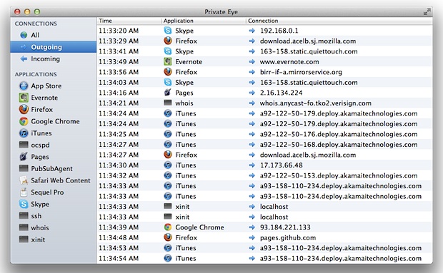 Мониторинг сетевых подключений в Mac OS X с помощью Private Eye