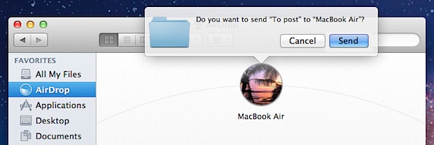 Включение и доступ к передаче файлов AirDrop в Mac OS X быстро с помощью нажатия клавиши