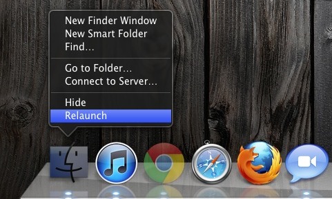 Перезапустить Finder… из Mac OS X Finder