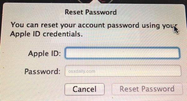 Как сбросить забытый пароль в Mac OS High Sierra, Sierra, El Capitan, Yosemite, используя Apple ID