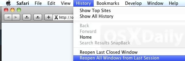 Как повторно открыть и восстановить Windows из последнего сеанса в Safari на Mac