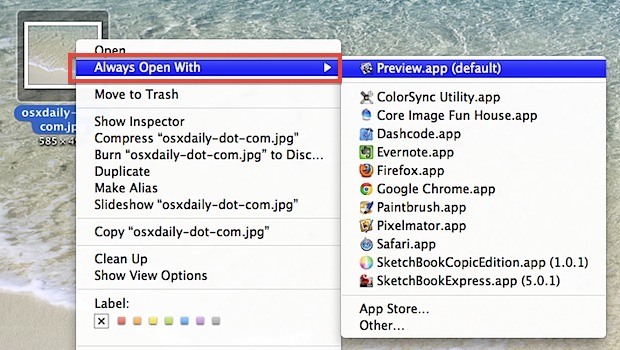 Простая настройка сопоставления файлов в Mac OS X с помощью приложения «Всегда открывать с»