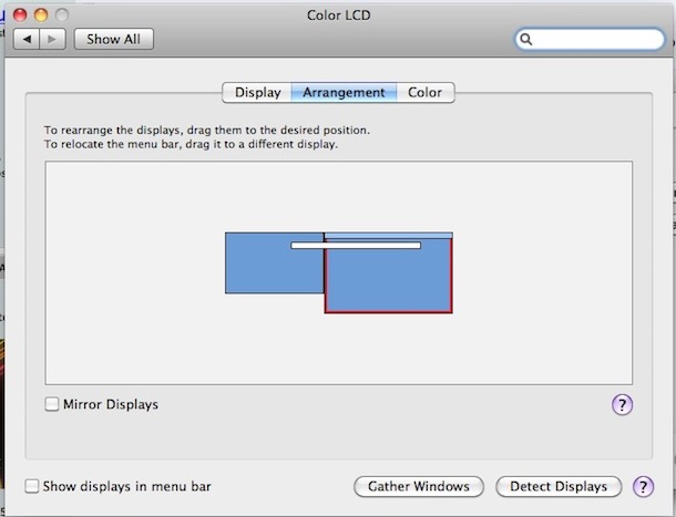 Настройка основного дисплея при настройке Mac с двумя экранами