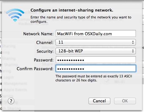 Включите общий доступ в Интернет в Mac OS X, чтобы превратить ваш Mac в беспроводной маршрутизатор