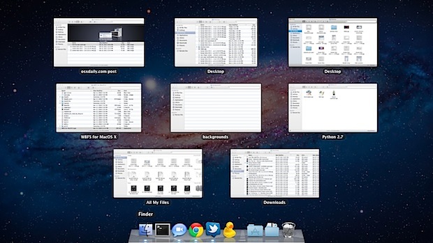 Показать все окна для приложения в Mac OS X с помощью Mission Controls Exposé