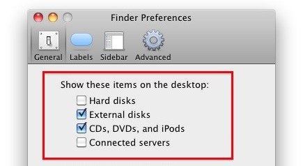Показать или скрыть Macintosh HD и другие диски на рабочем столе Mac OS X