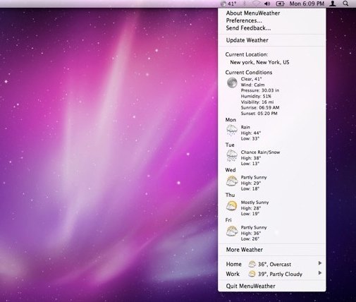 Показывать погоду в строке меню Mac OS X