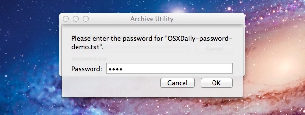 Защита паролем Zip-файлов в Mac OS X