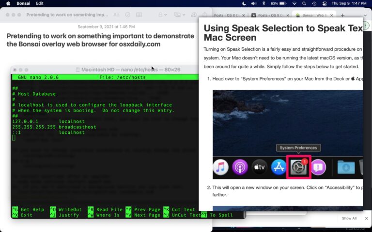 Вызов наложенного веб-браузера нажатием клавиши с помощью Bonsai для Mac