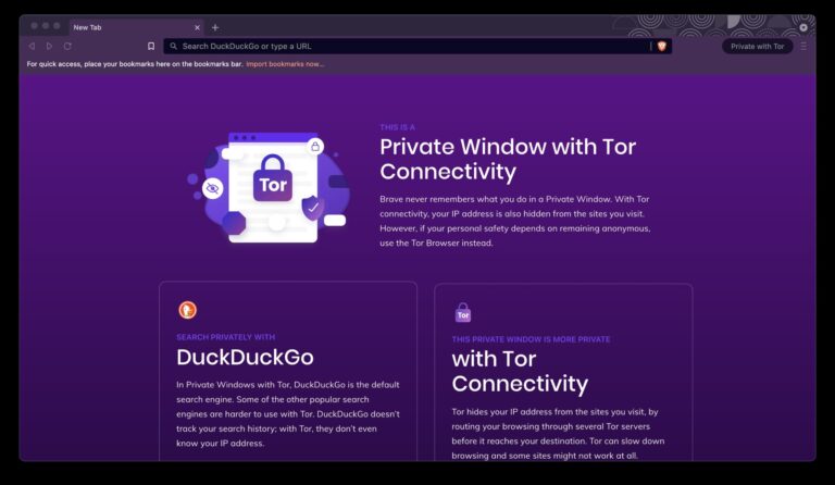 Используйте Brave Private Browsing с Tor, чтобы скрыть IP-адрес
