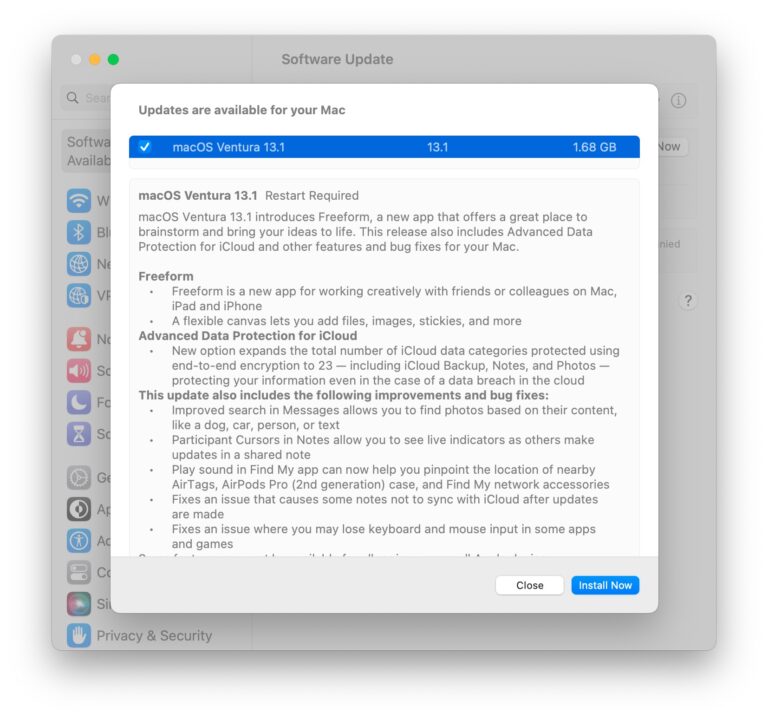 Выпущено обновление MacOS Ventura 13.1 с Freeform, исправлениями ошибок и т. д.