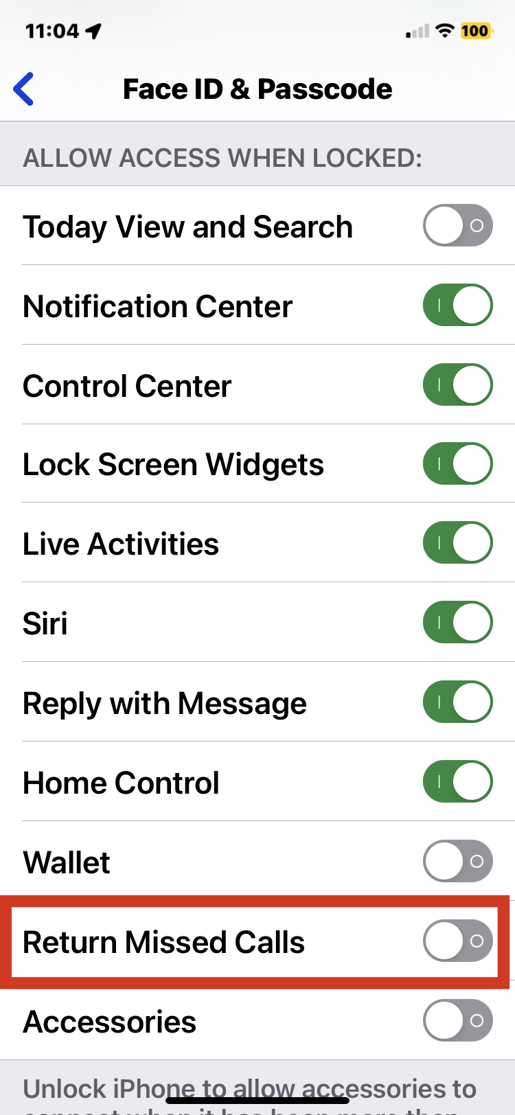 Как отключить возврат пропущенного вызова с экрана блокировки iPhone