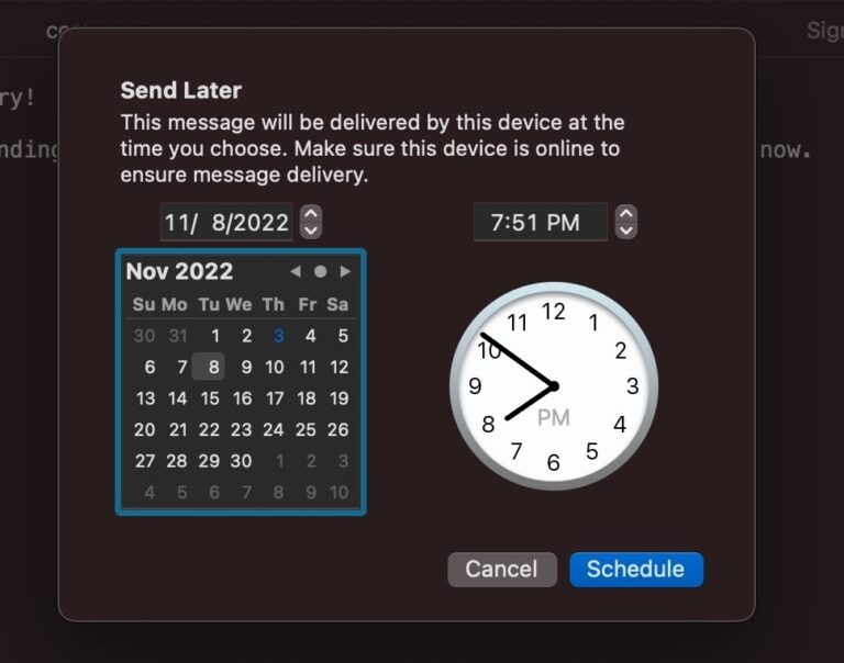 Как запланировать отправку электронной почты в Mail для Mac