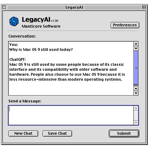 Получите доступ к ChatGPT в Mac OS 9 с помощью LegacyAI