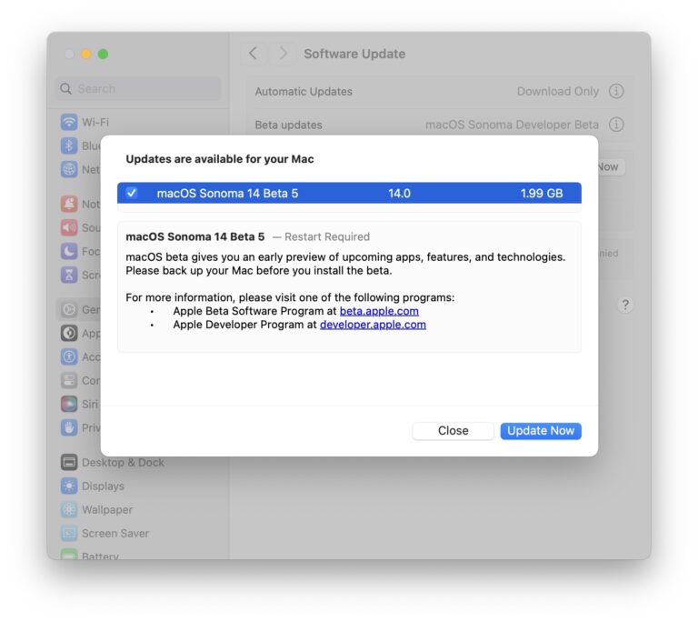 MacOS Sonoma Beta 5 доступна для скачивания