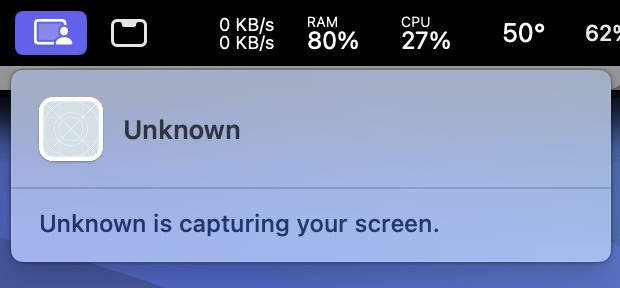 Что такое «Неизвестный захватывает ваш экран» на Mac?
