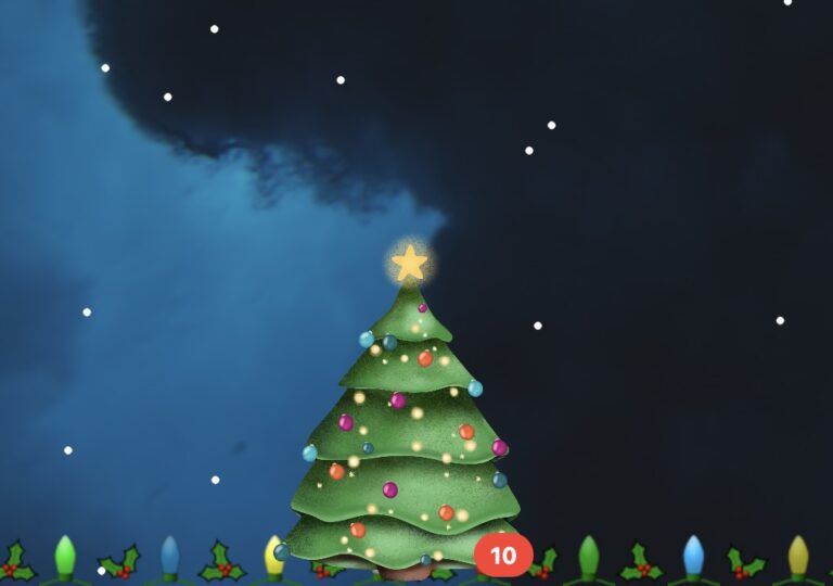 Получите мерцающую освещенную рождественскую елку на рабочем столе Mac