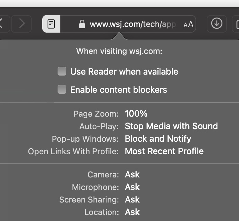 Как отключить блокировку контента для определенных сайтов в Safari для Mac
