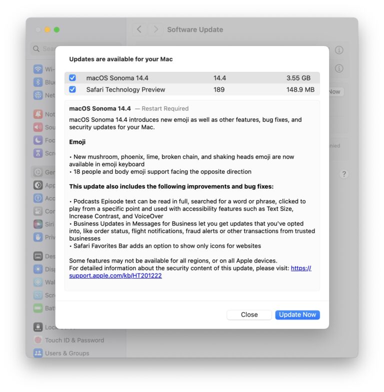 Выпущено обновление MacOS Sonoma 14.4 с новыми эмодзи и исправлениями ошибок